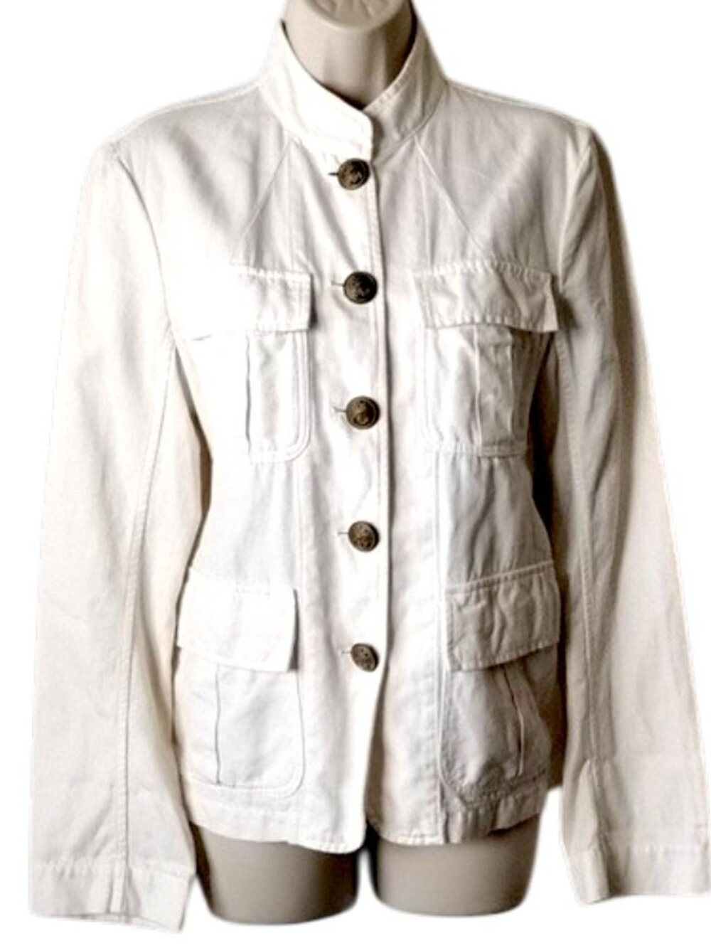 Nili Lotan Cambre Jacket M Blazer Coat 4 Pocket Utility Cotton Linen - Picture 5 of 13